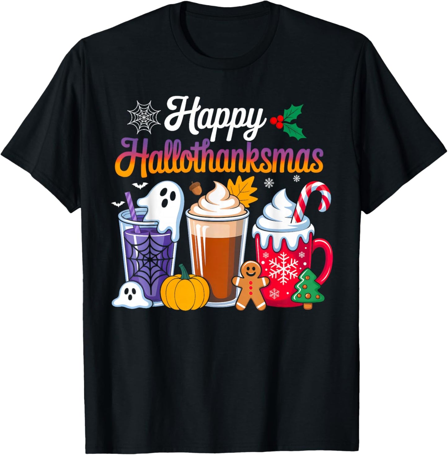 Halloween Thanksgiving Christmas Happy HalloThanksMas T-Shirt