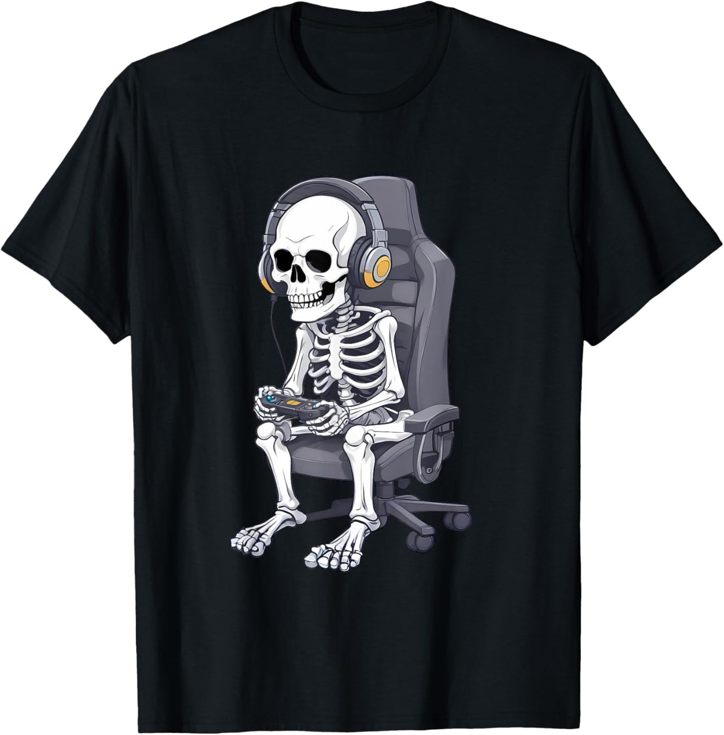 Halloween Skeleton Gamer Funny Video Games Boys Kids Men T-Shirt