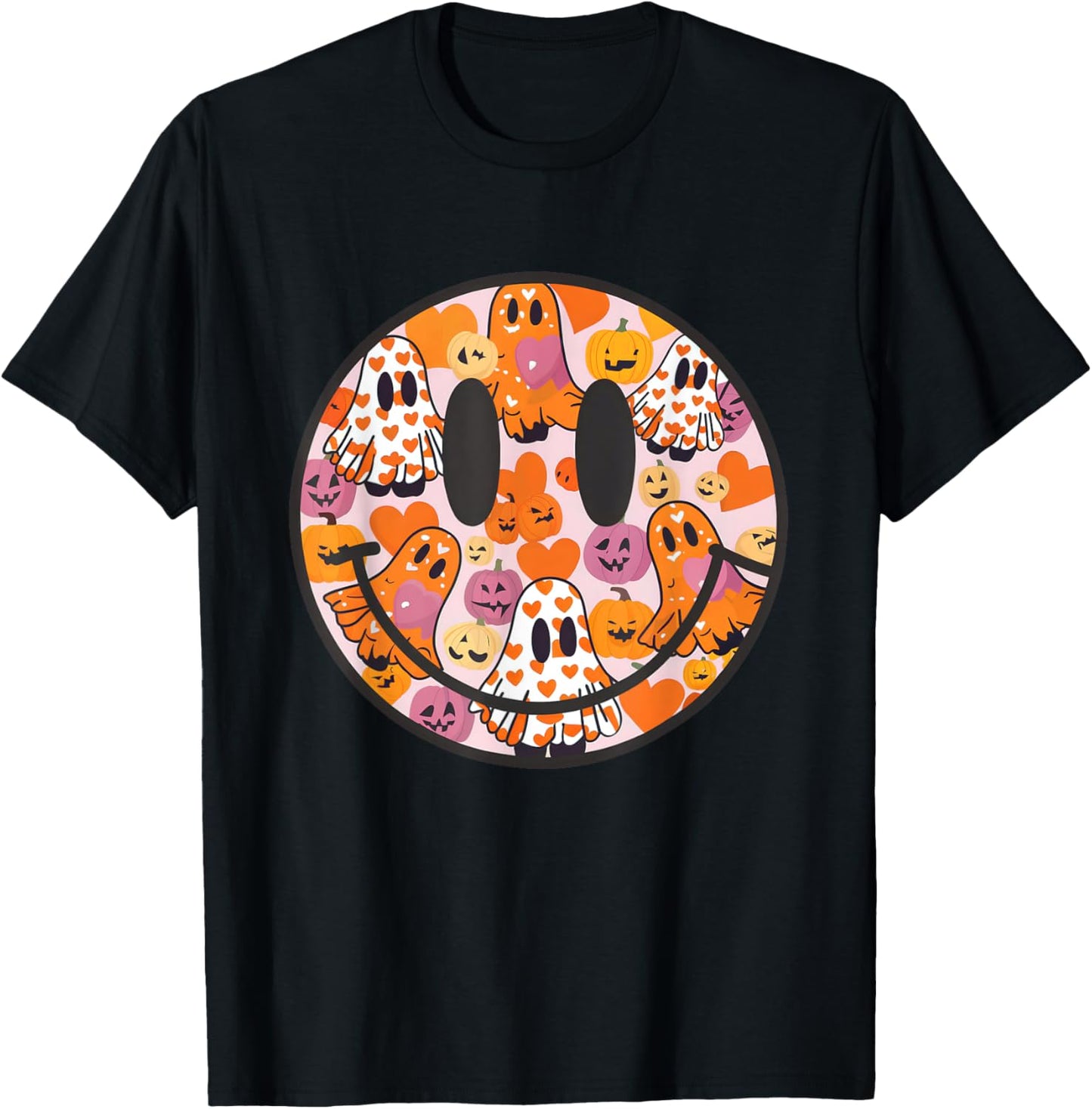 Halloween Smile Face Ghost Spooky Season Womens Girls Kids T-Shirt