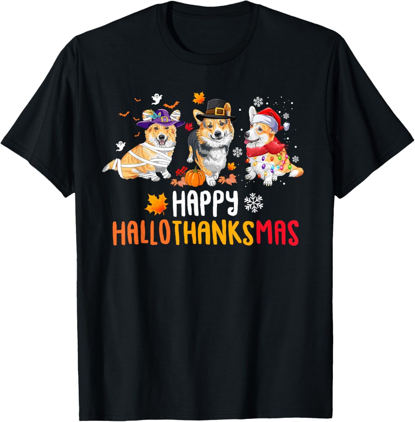 Halloween Thanksgiving Christmas Funny Corgi Dogs T-Shirt
