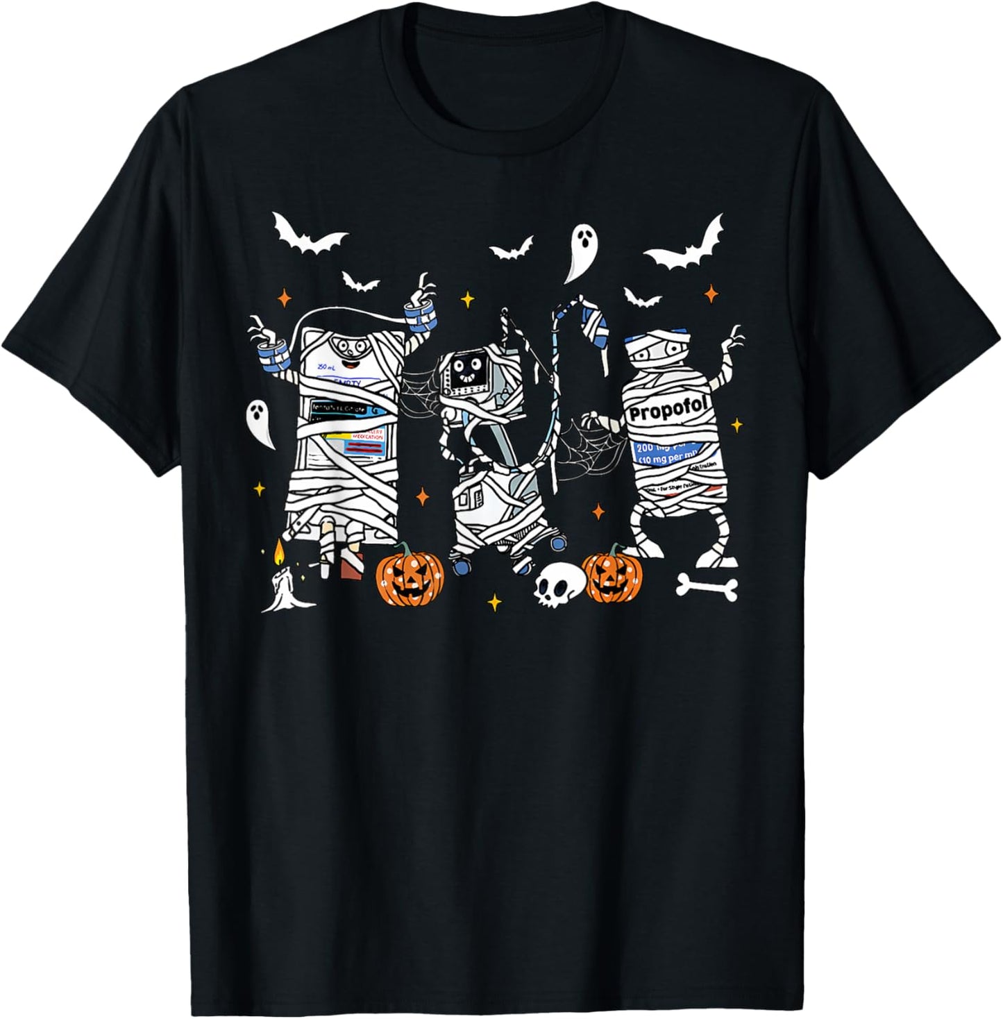 Halloween ICU Nurse Propofol Mummy NICU PICU Nurse Tech T-Shirt