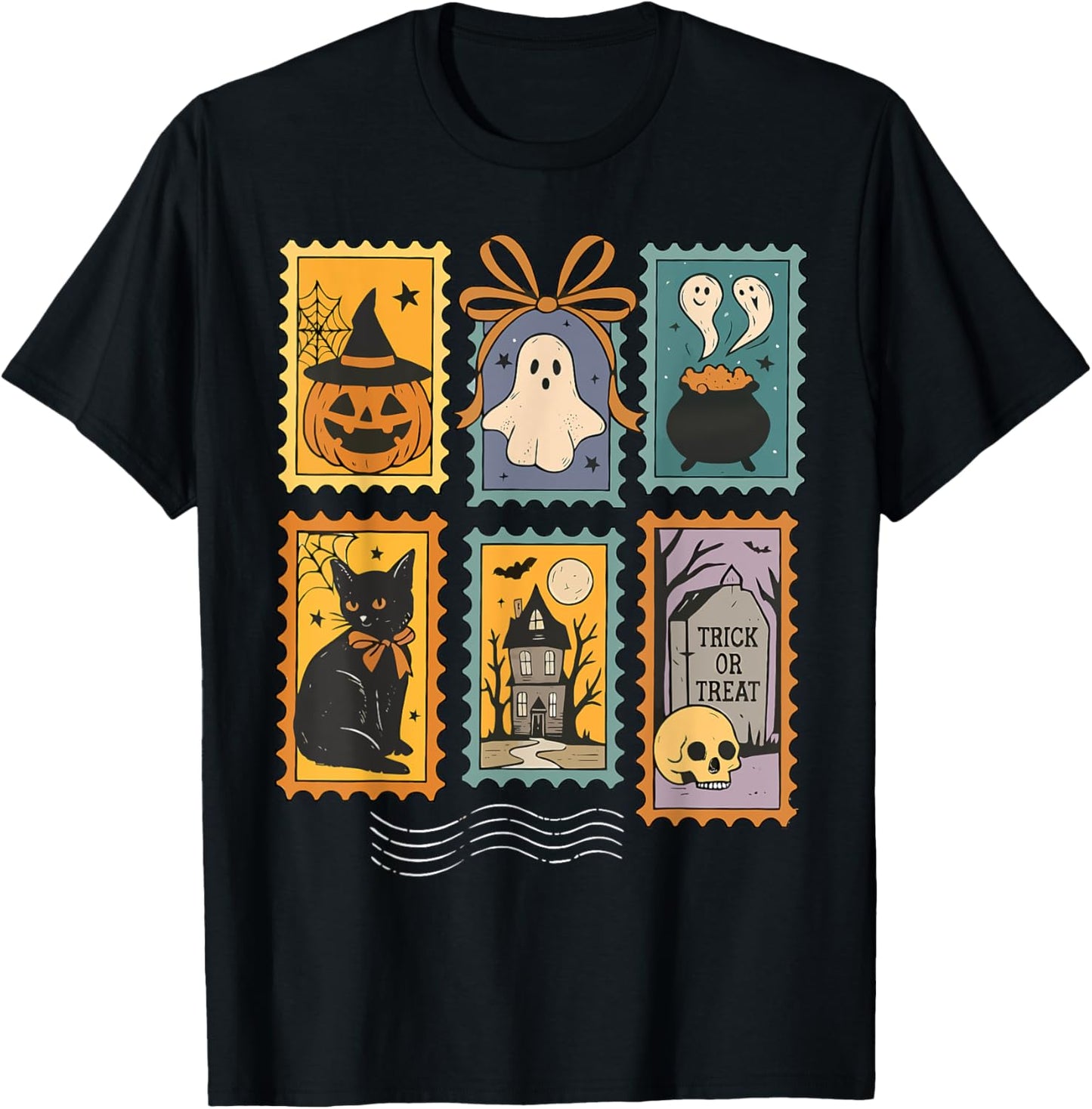 Halloween Ghost Black Cat Witch Coquette Bow Spooky Season T-Shirt