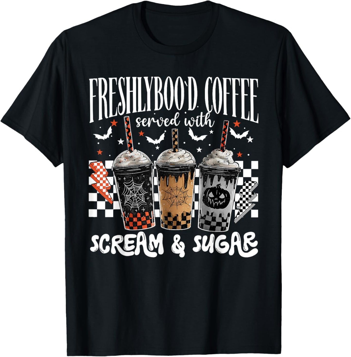 Halloween Freshlyboo'd Coffee Scream & Sugar Spooky Season T-Shirt