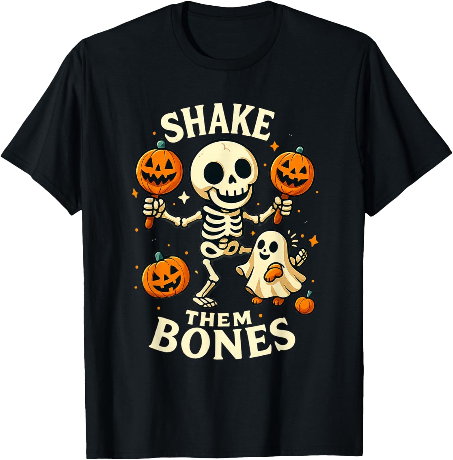 Halloween Shake Them Bones Skeleton Maracas T-Shirt