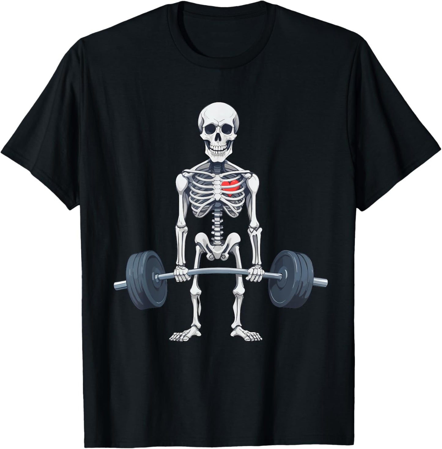 Halloween Skeleton Deadlift Funny Fitness Weightlifting Gym T-Shirt