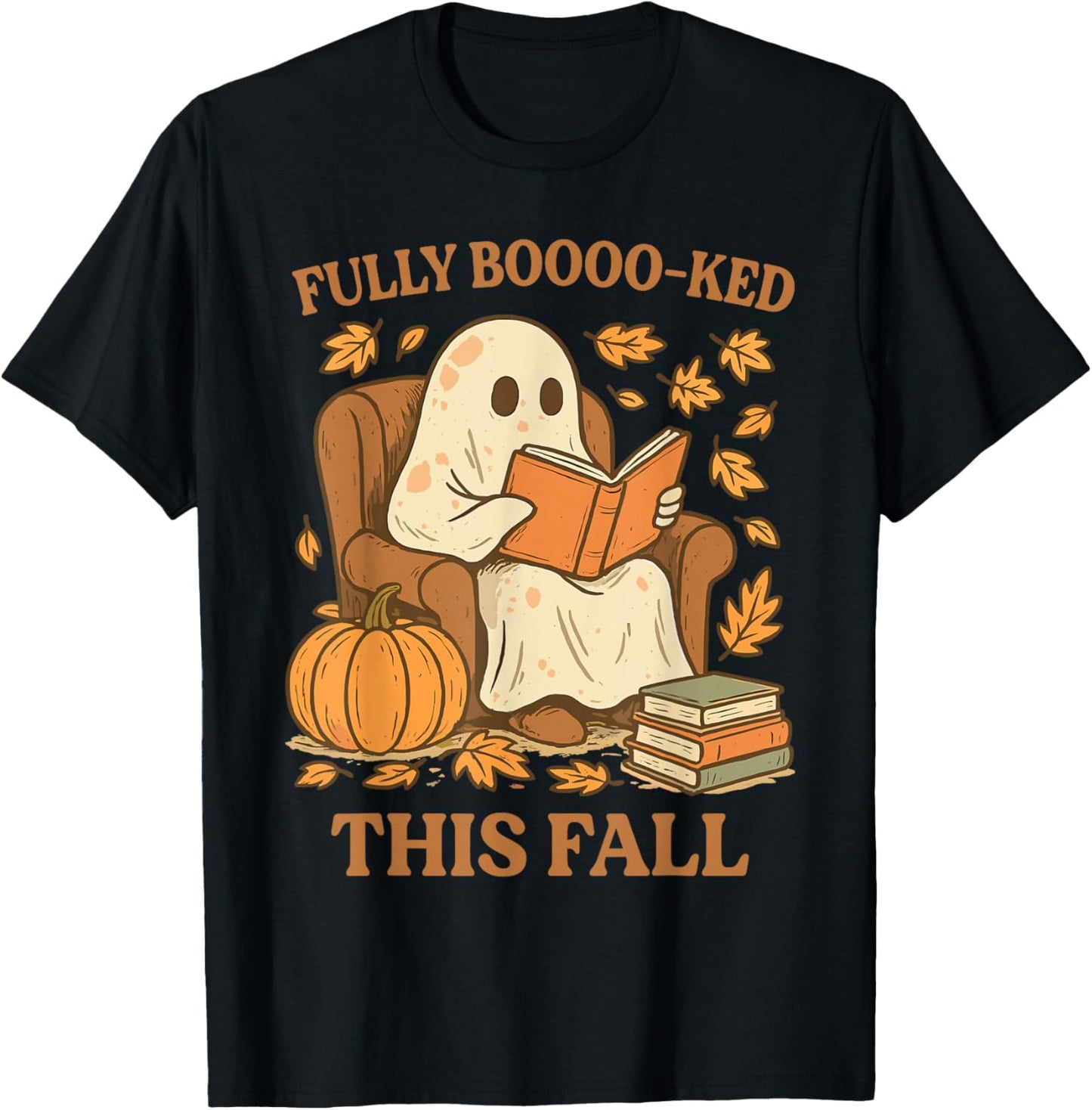 Halloween Fully Booked This Fall Ghost Reading Spooky Season T-Shirt