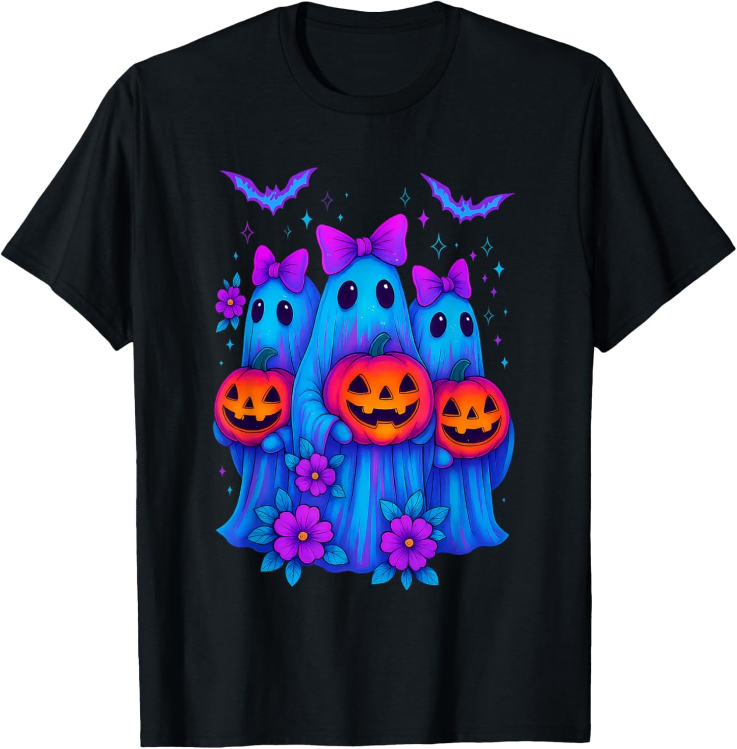 Halloween Ghost Coquette Bow Fall Pumpkin Spooky Season Girl T-Shirt