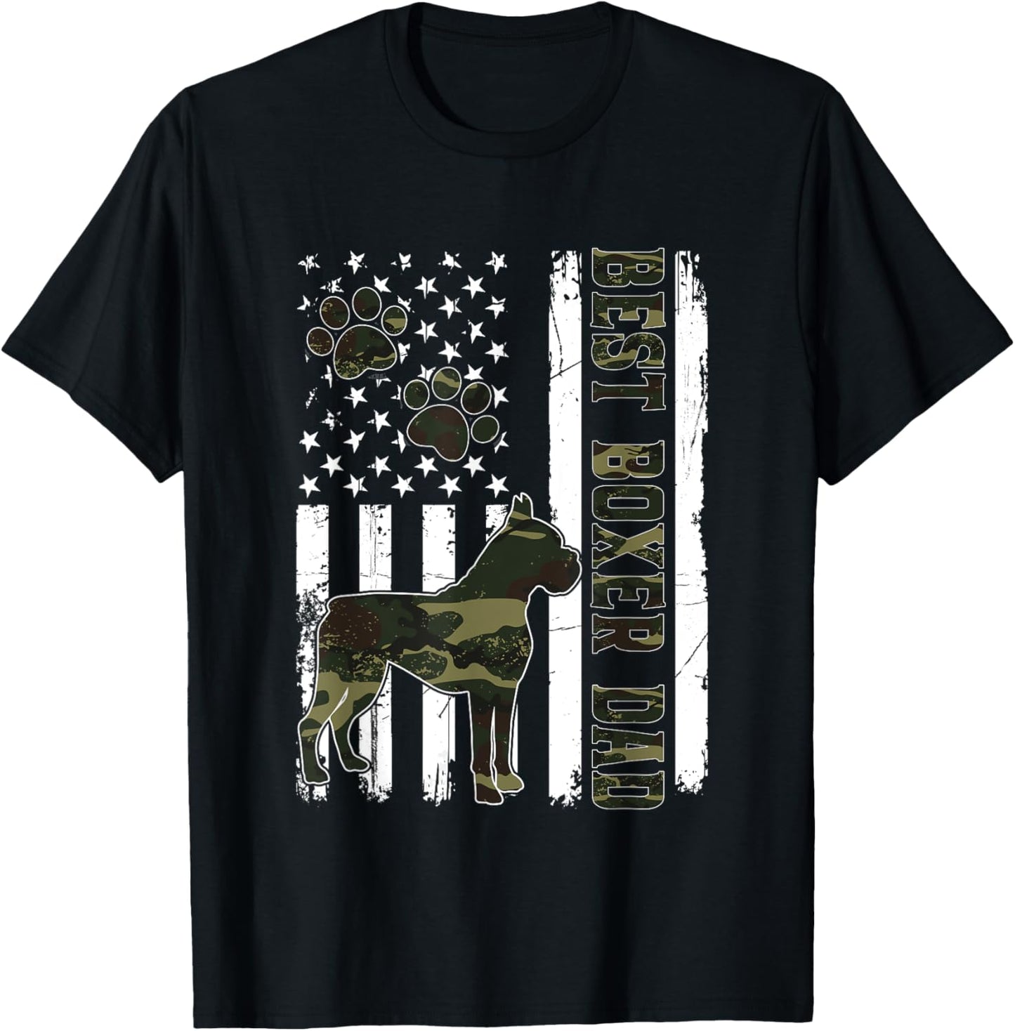 American Flag Best Boxer Dad Ever Tee Dog Dad T-Shirt
