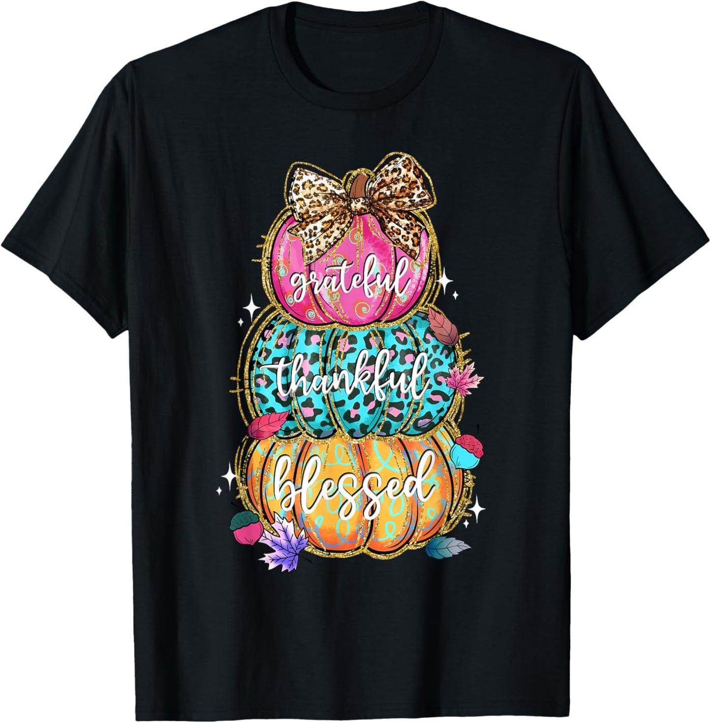 Grateful Thankful Blessed Pumpkin Thanksgiving Autumn Fall T-Shirt