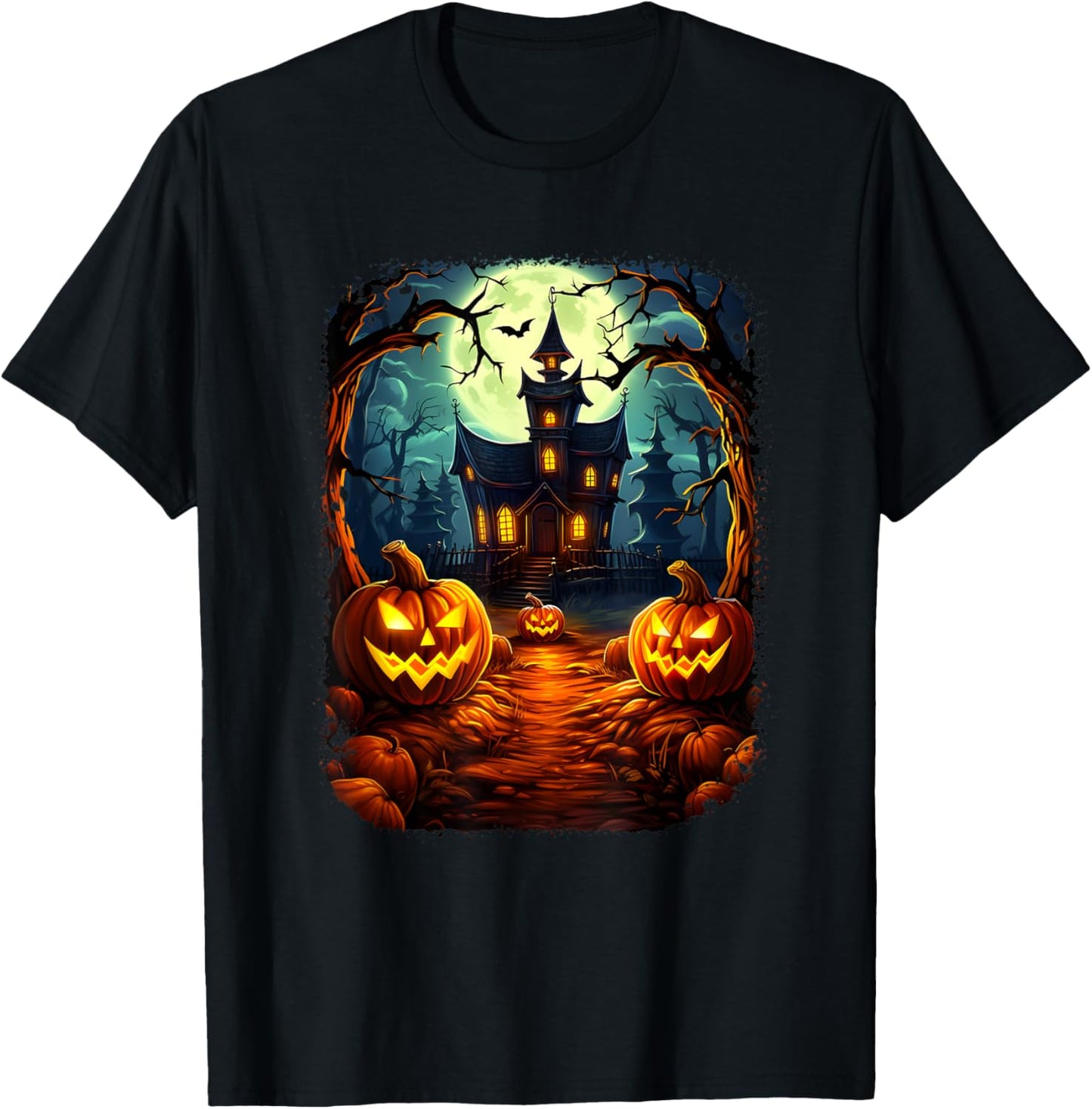 Halloween Haunted House Pumpkin Ghosts Spooky Season T-Shirt