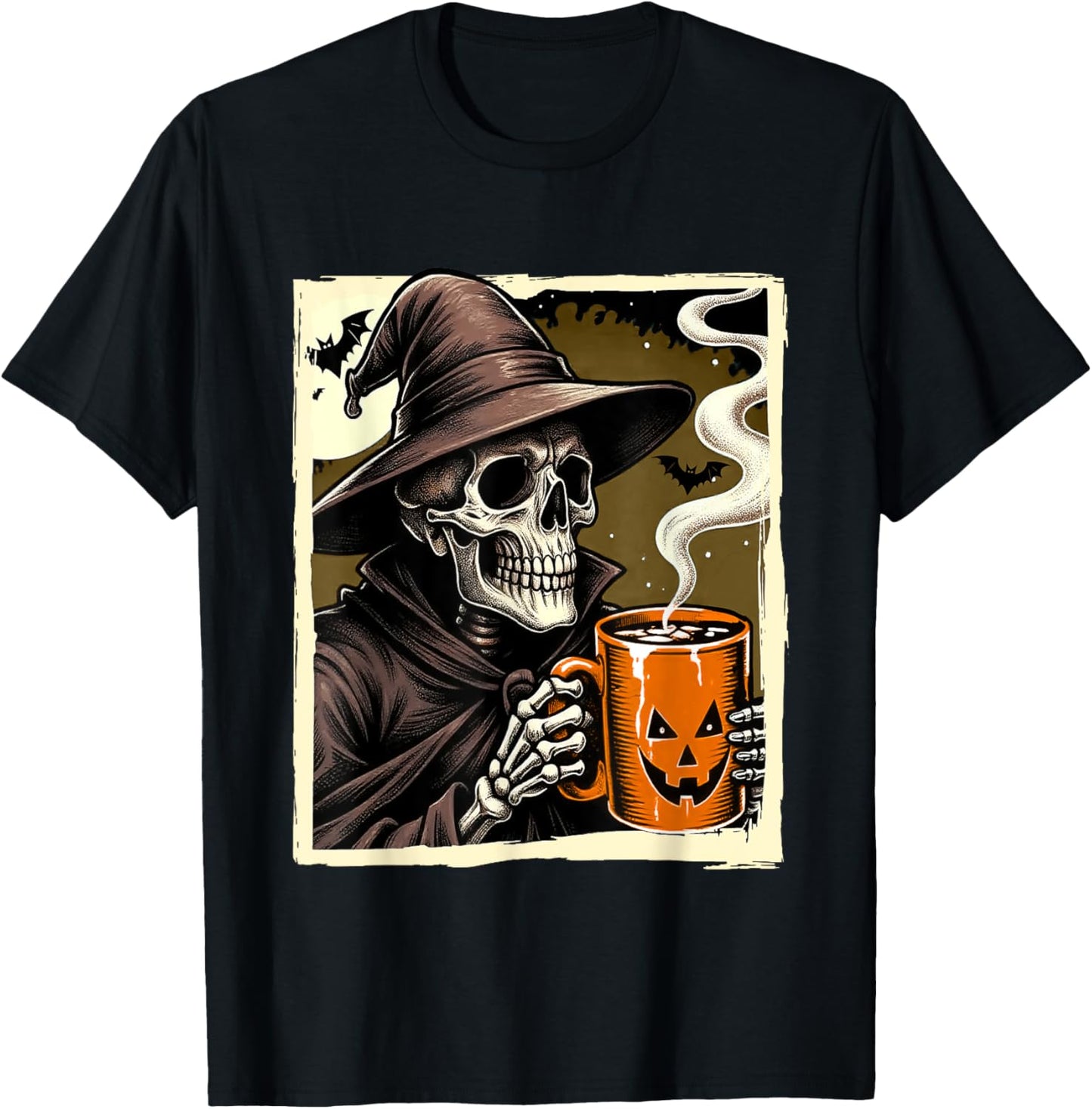 Halloween Skeleton Drink Hot Cocoa Dead Inside Spooky Season T-Shirt