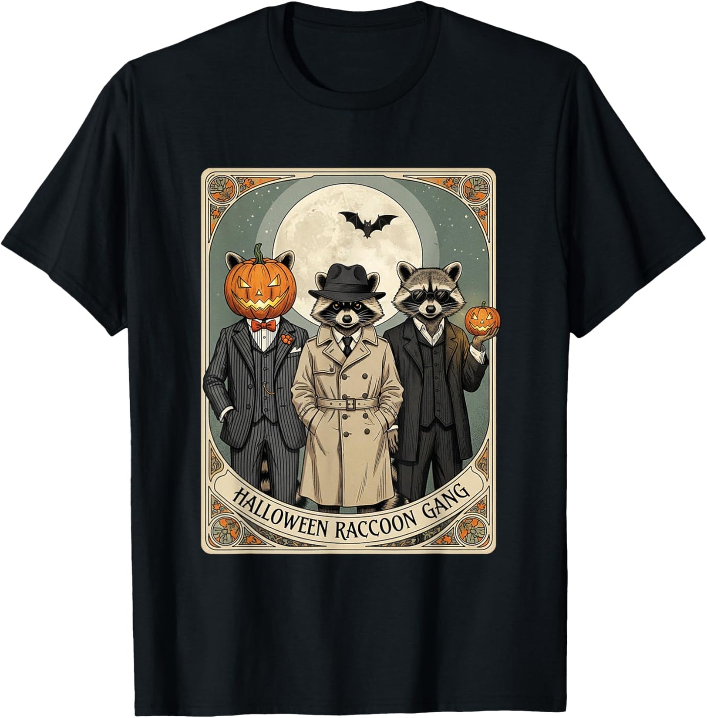 Halloween Raccoon Gang Funny Retro Spooky Costume T-Shirt