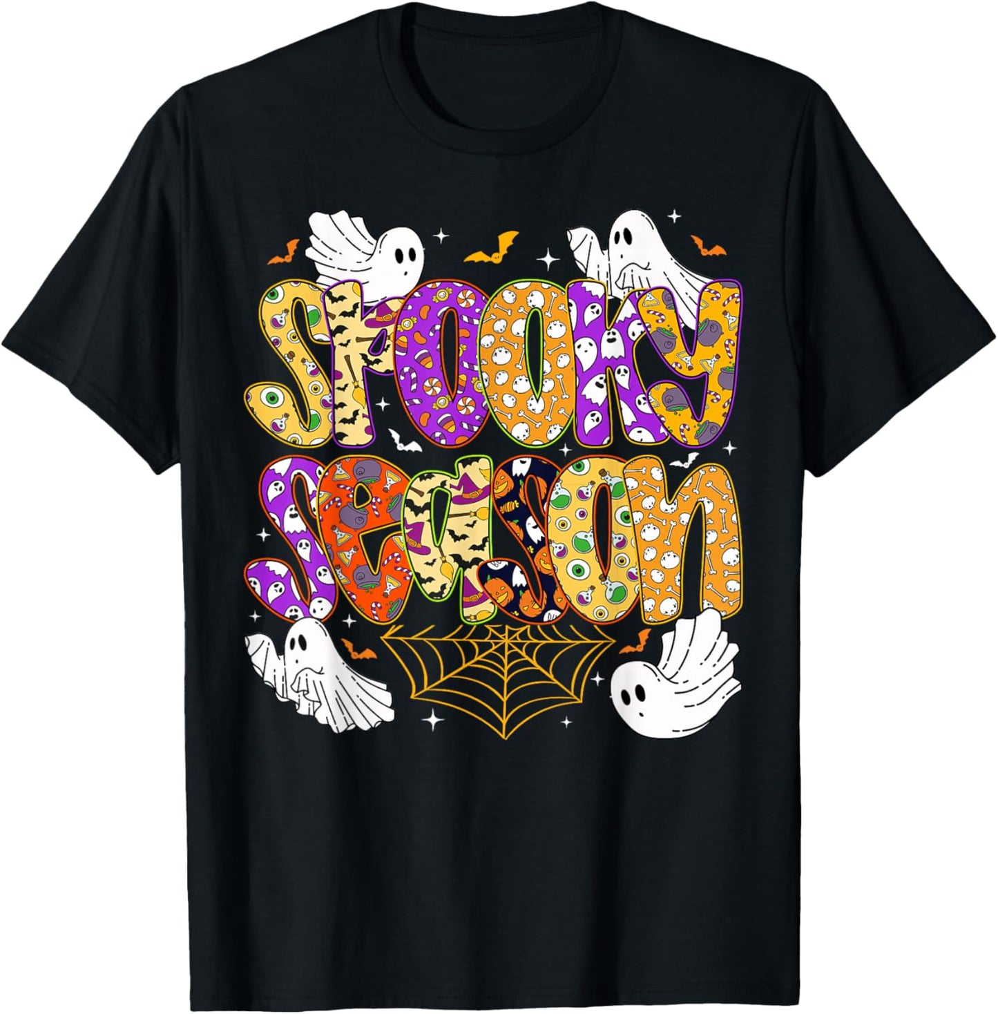 Halloween Spooky Season Cute Ghost Groovy T-Shirt