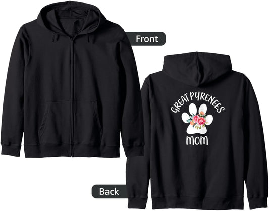 Great Pyrenees Mom for Women, Wife, Girlfriend Anniversary Zip Hoodie
