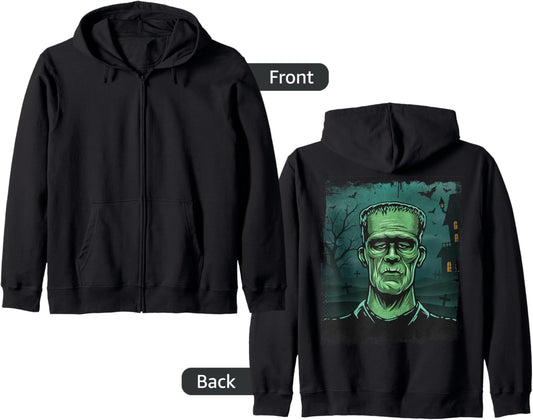 Halloween Monster Horror Movie Frankenstein Zip Hoodie