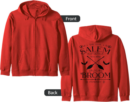 Basic Witch Salem Broom Company Halloween Witches Spell Zip Hoodie