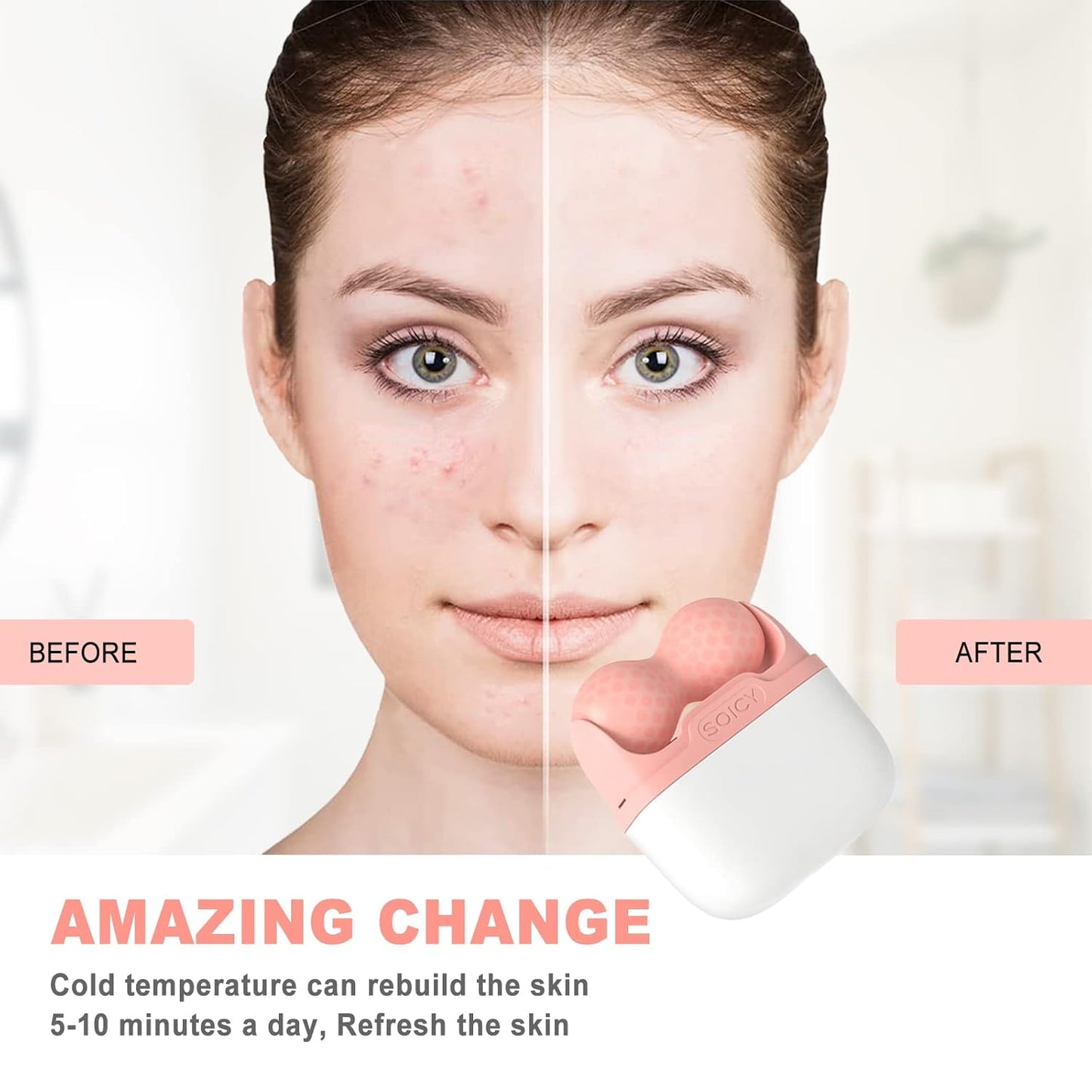 Ice Roller for Face and Eyes, Facial Skin Care Tools With 2 In 1