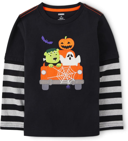 Gymboree Kids' and Toddler Embroidered Graphic Long Sleeve Layered T-Shirts