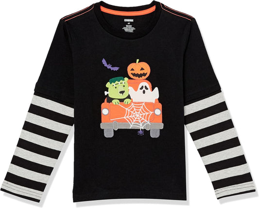 Gymboree Boys and Toddler Embroidered Graphic Long Sleeve Layered T-Shirts