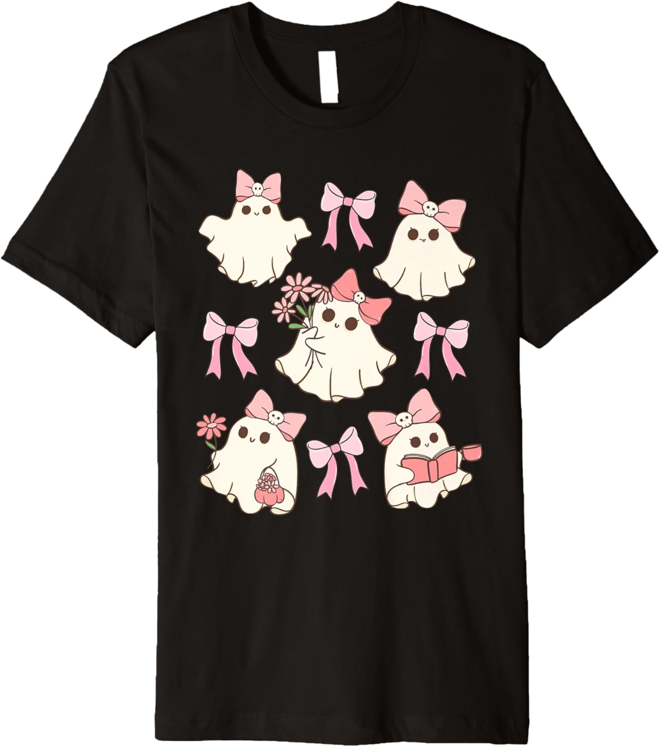 Halloween Coquette Pink Bow Cute Ghost Spooky Thanksgiving Premium T-Shirt