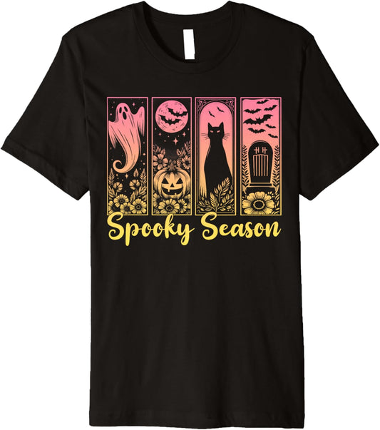 Halloween Spooky Season Horror Cat Vintage Halloween Ghost Premium T-Shirt