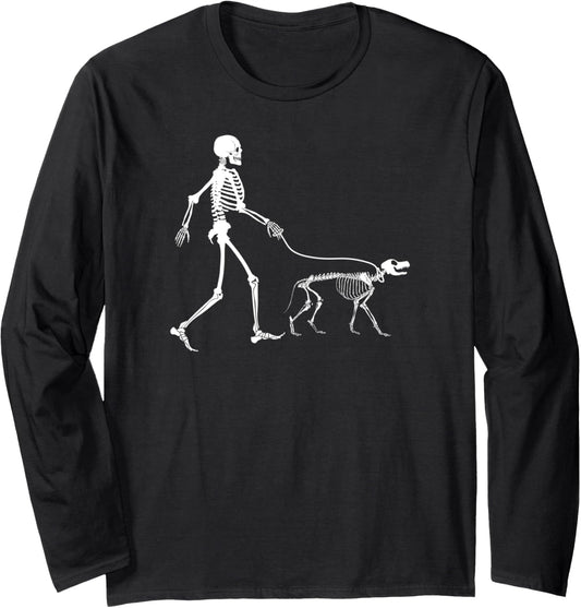 Halloween Skeleton Dog Walker/Pet Sitter Long Sleeve T-Shirt