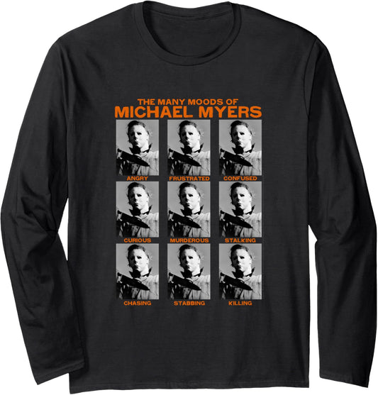 Halloween Many Moods of Michael Myers Long Sleeve T-Shirt