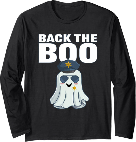 Halloween Spooky Season Back The Boo Funny Police Ghost Long Sleeve T-Shirt