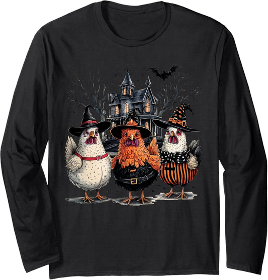Halloween Spooky Chickens Funny Chicken Halloween Costume Long Sleeve T-Shirt