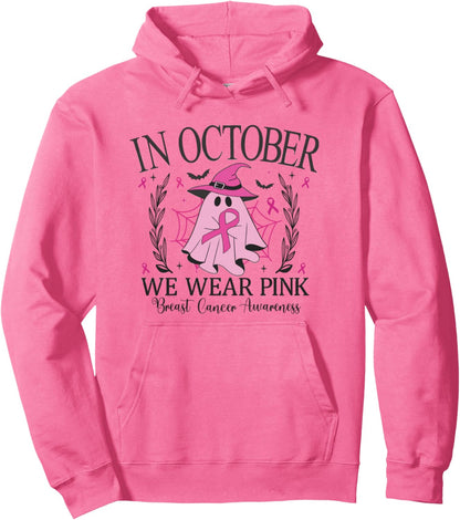 Halloween In October We Wear Pink Breast Cancer Awareness Pullover Hoodie