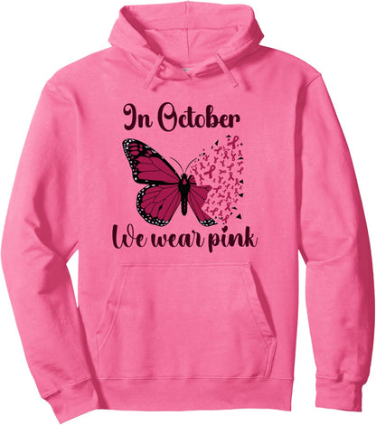 Halloween In October We Wear Pink Breast Cancer Awareness Pullover Hoodie