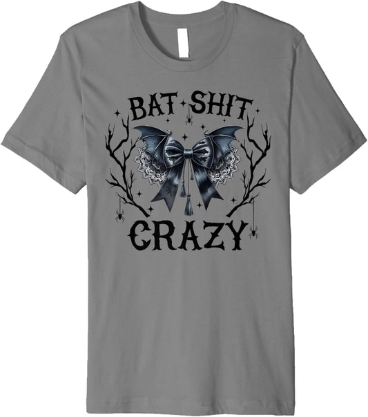 Bat Crazy, Spooky Season, Halloween, Funny Bat Wing Design Premium T-Shirt
