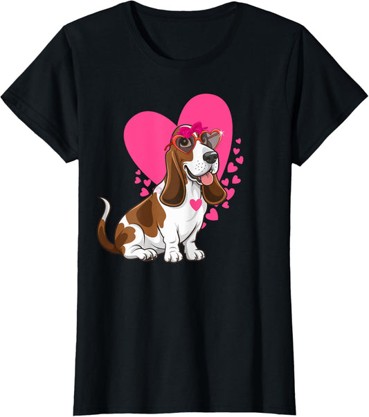 Basset Hound Dog Lover Valentine’s Day Dog Mom T-Shirt