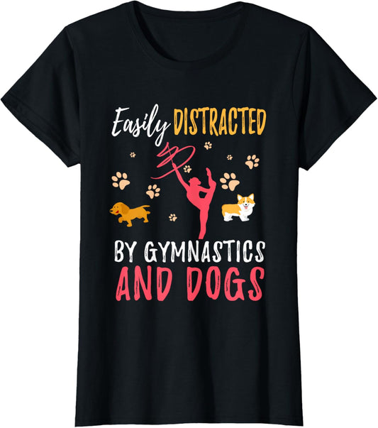 Gymnastics &amp; Dogs Shirt Funny Gymnast Dog Lover Gift Women Girls Kids T-Shirt