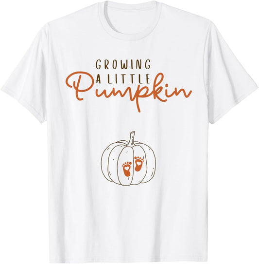 Growing A Little Pumpkin Pregnancy Reveal Halloween T-Shirt