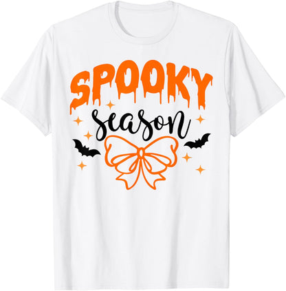 Groovy Spooky Season Retro Coquette Bow Pumpkin Halloween T-Shirt