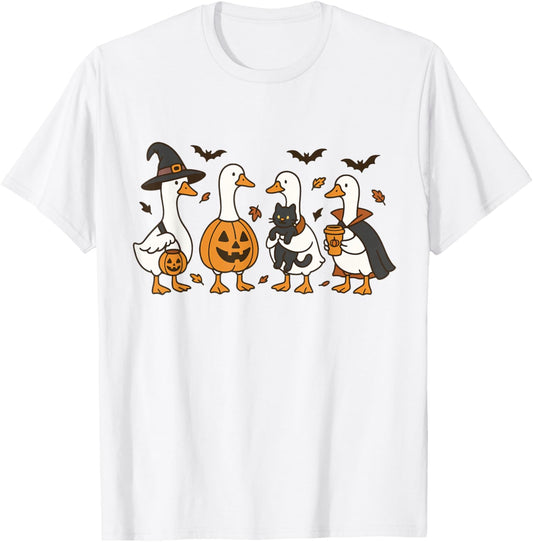 Halloween Goose Ghost Witch Pumpkin Costume Spooky Fall T-Shirt