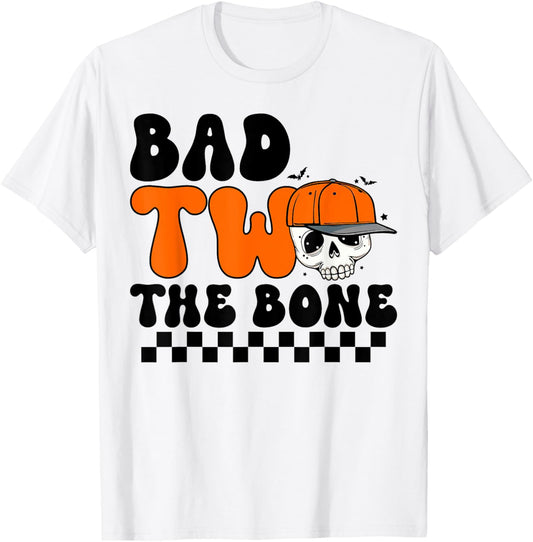 Bad Two The Bone 2nd Birthday Kid Boy Spooky Birthday T-Shirt