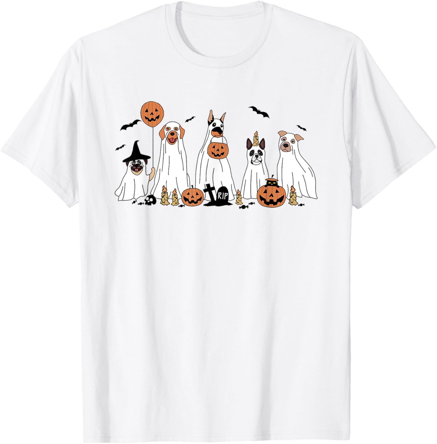 Halloween Dog Spooky Season Ghost Dog Mens Womens Clothing T-Shirt