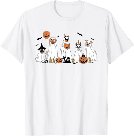 Halloween Dog Spooky Season Ghost Dog Mens Womens Clothing T-Shirt