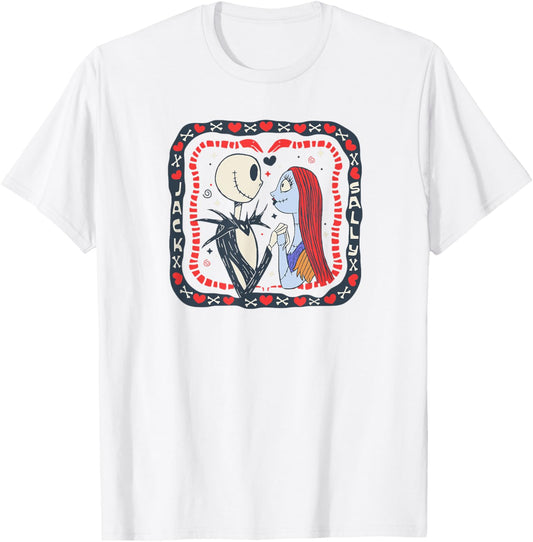 Amazon Essentials Nightmare Before Christmas Jack and Sally Valentine's Day T-Shirt