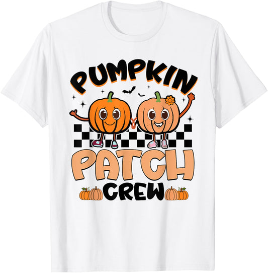 Groovy Retro Pumpkin Patch Crew Squad Thanksgiving Halloween T-Shirt