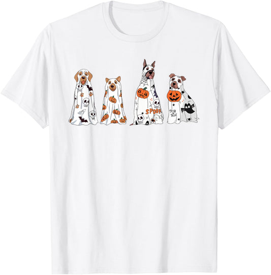 Halloween Dog Cute Ghost Dog Spooky Season Dog Mom Women T-Shirt