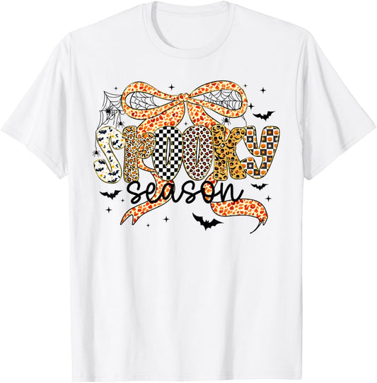 Halloween Girly Coquette Leopard Spooky Season Girl Women T-Shirt