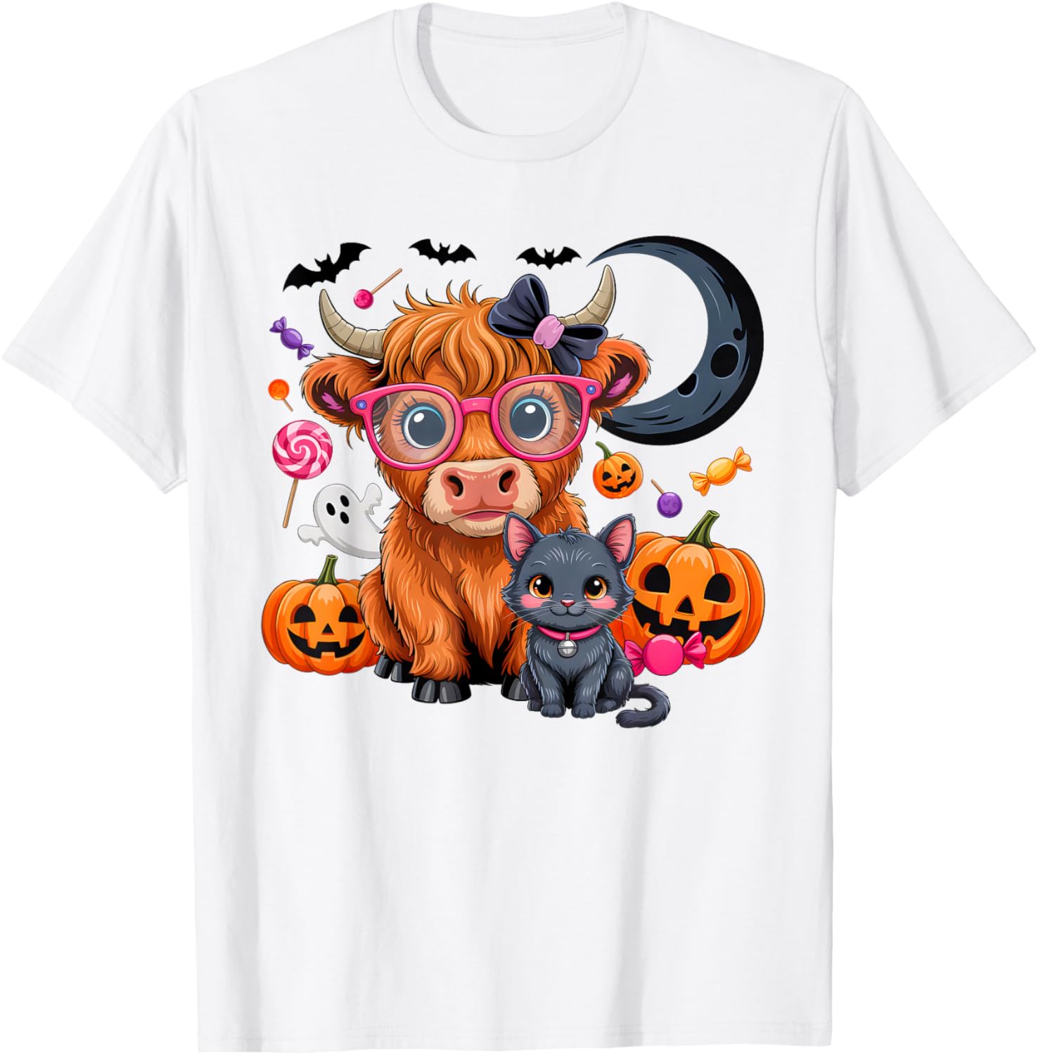 Halloween Highland Cow Witchy Cow Pumpkin Spooky Season T-Shirt