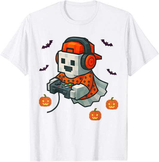 Halloween Ghost Gamer Spooky Season Video Game Controller T-Shirt