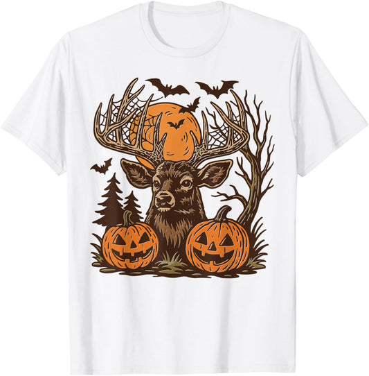Halloween Deer Pumpkin Spooky Forest Buck Spooky Season T-Shirt