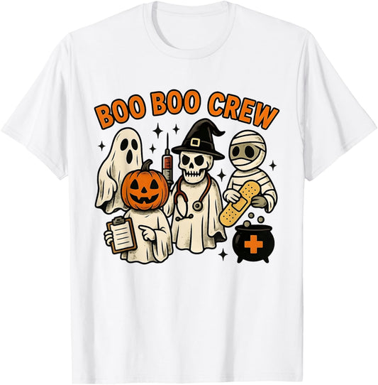 Halloween Nurse Boo Boo Crew Pumpkin Face Spooky Season T-Shirt
