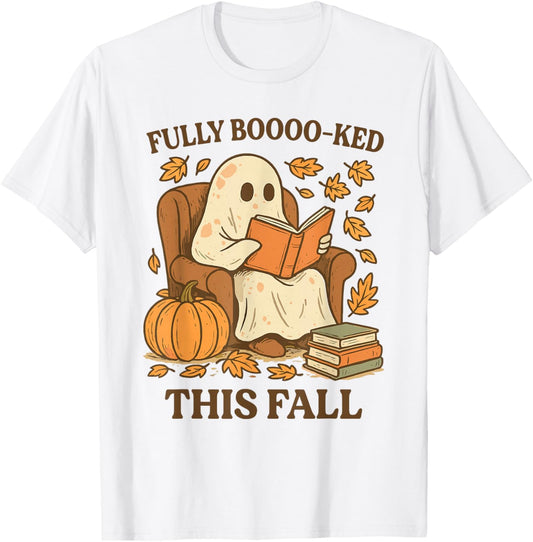 Halloween Fully Booked This Fall Ghost Reading Spooky Season T-Shirt