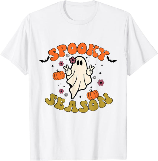 Halloween Groovy Vintage Ghost Boo Spooky Season Costume T-Shirt